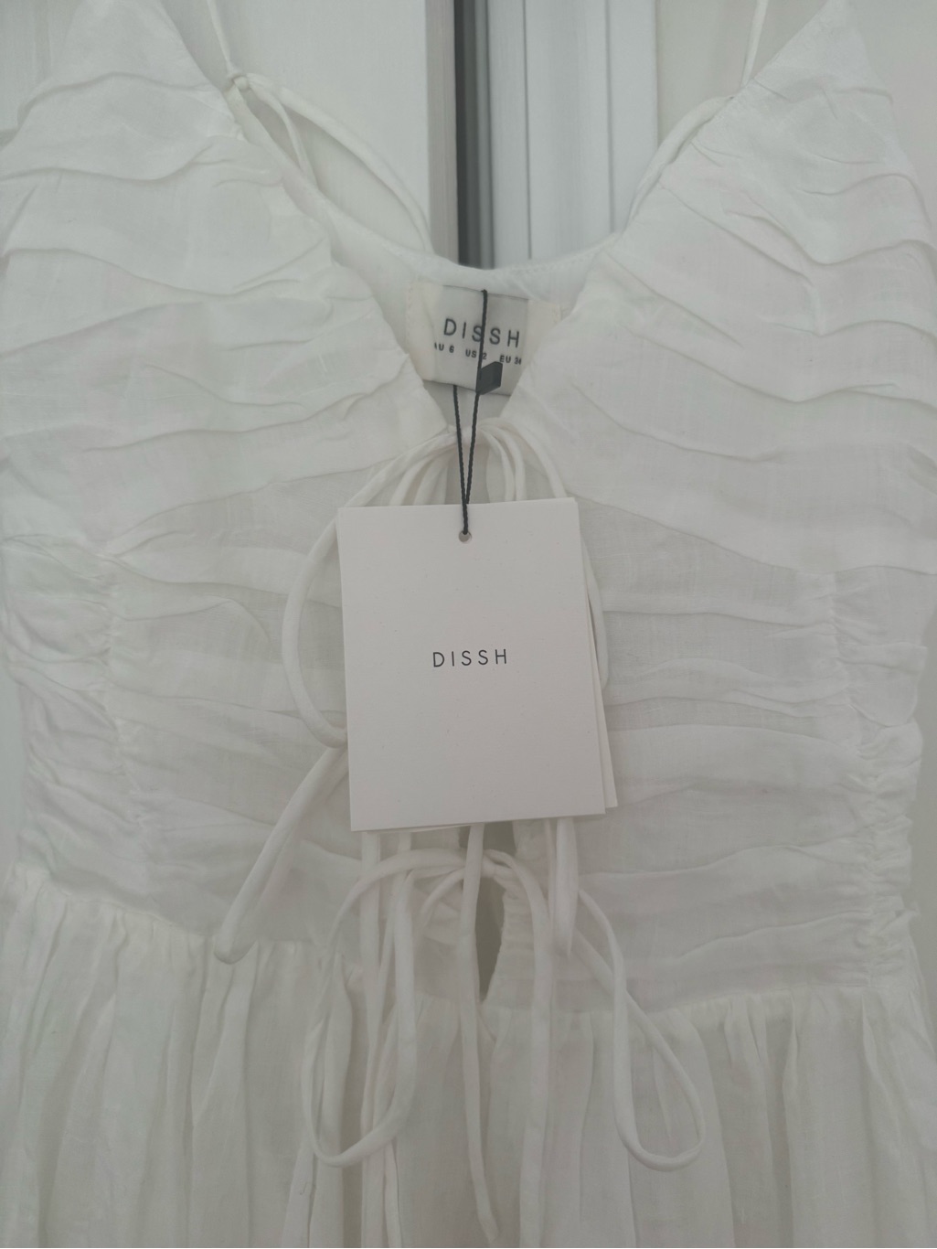 Dissh White Lace-Up Bodice Spaghetti-Strap Maxi Dress — image 2 of 7